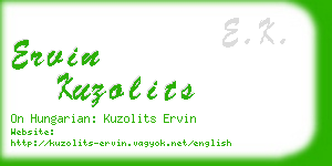 ervin kuzolits business card